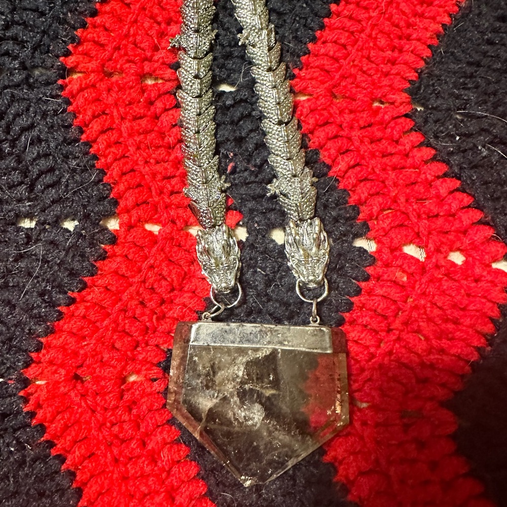 Smokey quartz necklace on dragon chain